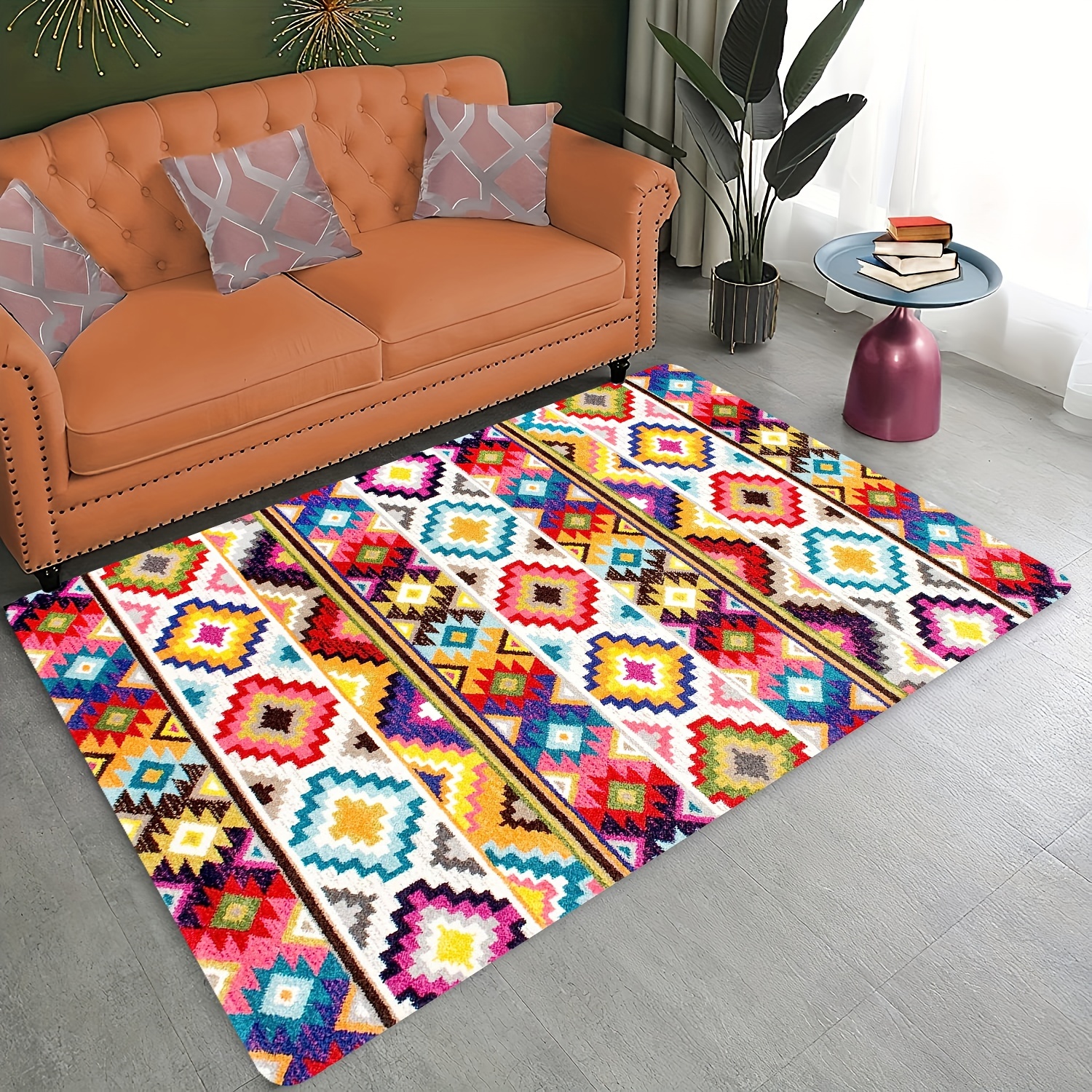 Persian Anti Fatigue Kitchen Mat Vintage Boho Anti Slip Polyester Carpet