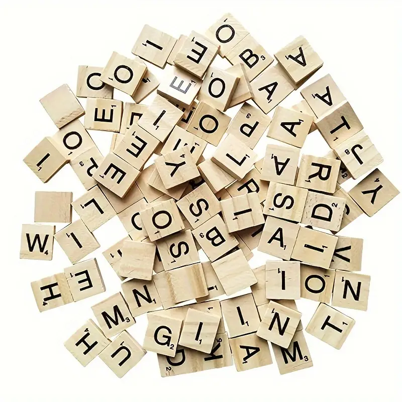 Wooden Alphabet Scrabble Tiles Black Letters Numbers - Temu