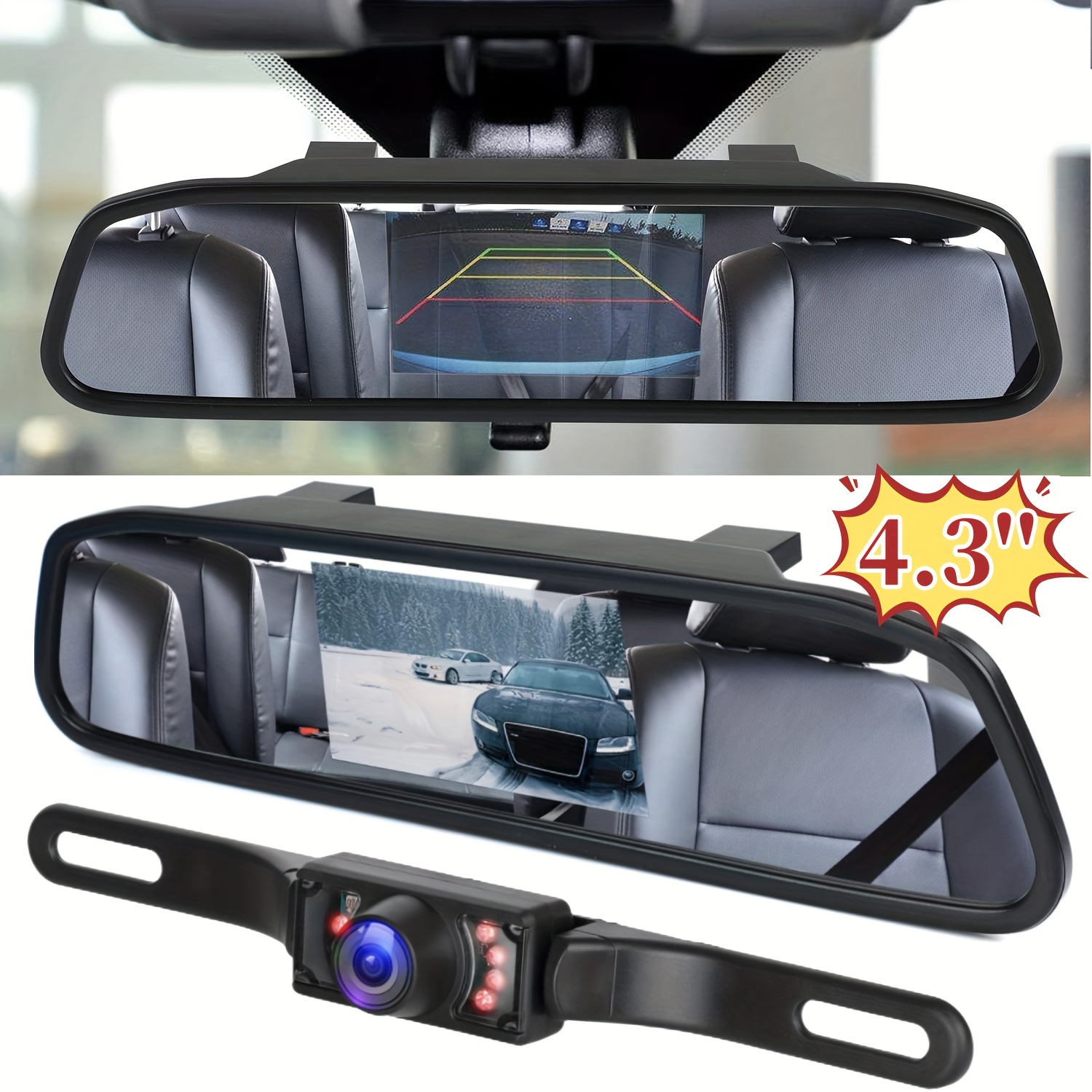 Cámara de espejo para coche, grabadora de vídeo con pantalla