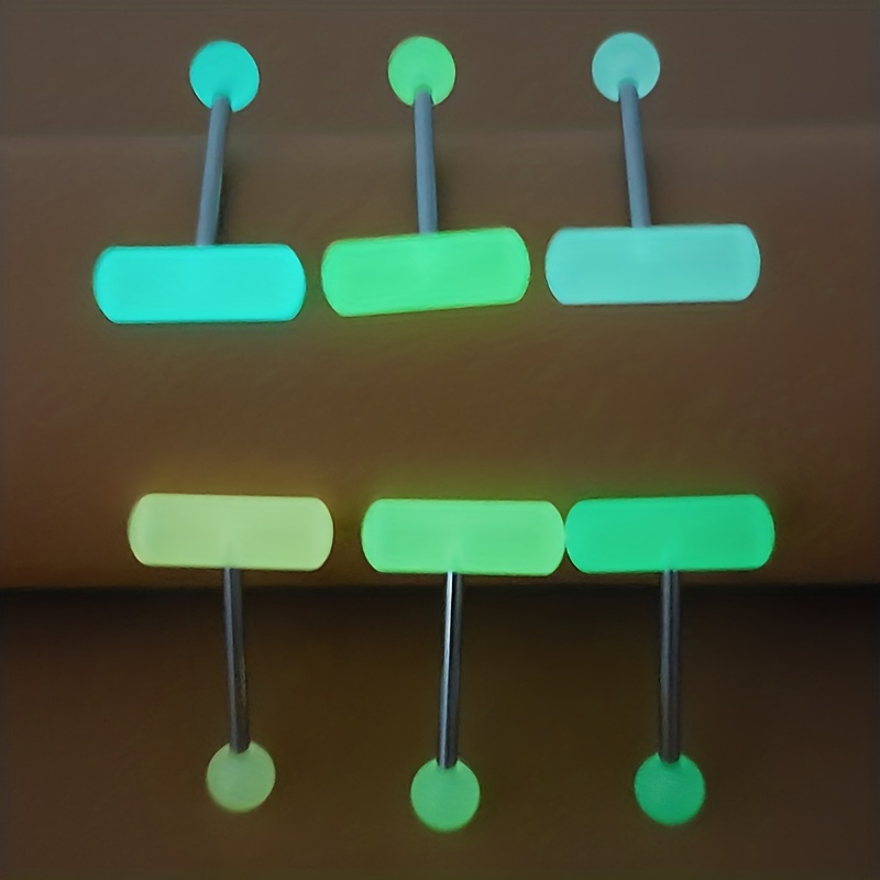 6pc Luminous Acrylic Tongue Stud Ring Set