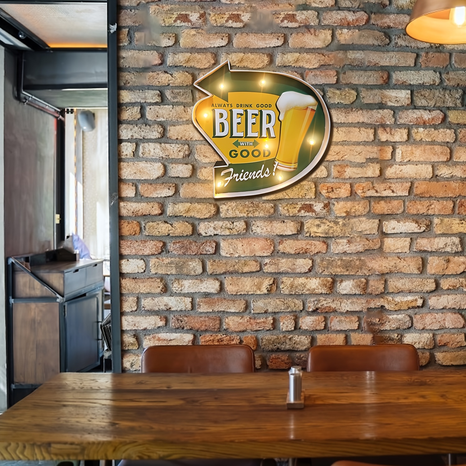 1pc Luminoso Bar Sign Decoración de Pared - Diseño Colgante de Metal  Industrial Pintado Retro - Funciona con Pilas - Perfecto para Bares,  Hogares, Apa
