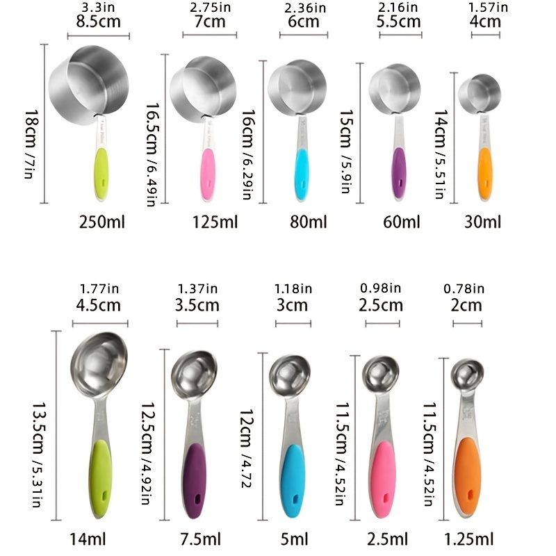 Measuring Cups And Spoons Set, Stackable Measuring Spoons With Stainless  Steel Handle, Accurate Tablespoon For Measuring Ingredient, Kitchen Gadgets  For Cooking And Baking - Temu United Arab Emirates