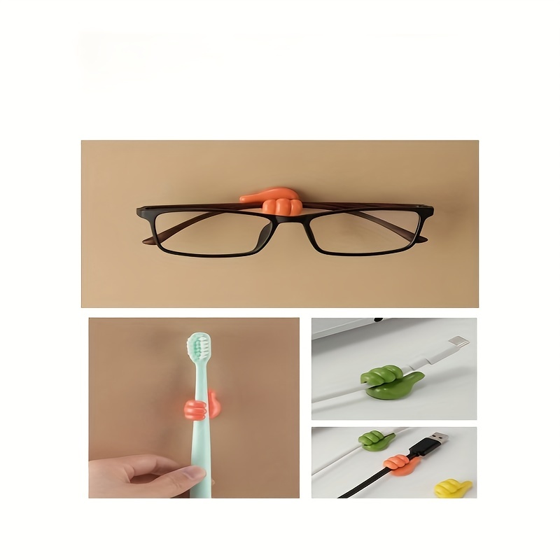1/5/10pcs Big Thumb Hook, Cartoon Creative Data Cable Storage And Finishing, Household And Office Wire Organizer, Home And Office Supplies Desk Storage Organization