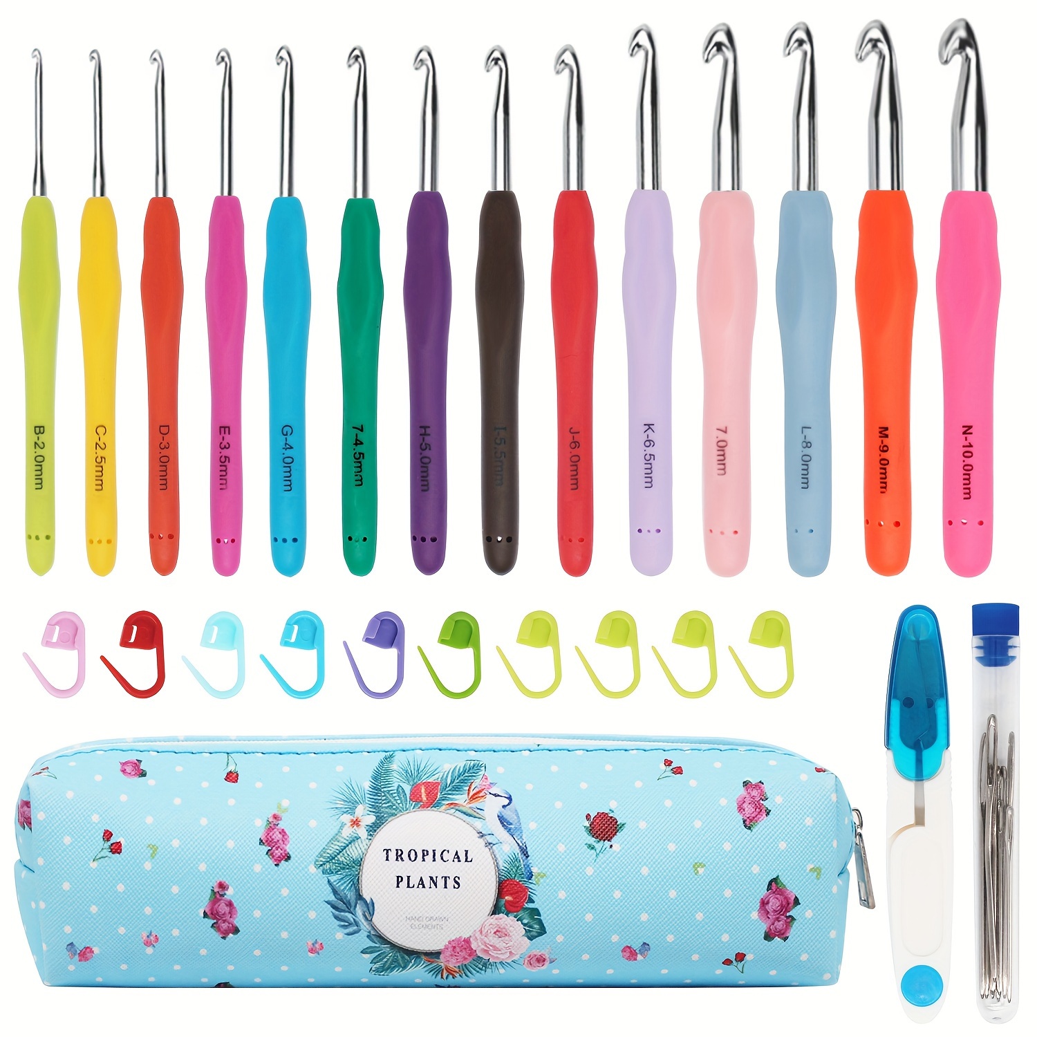 10 Small Sizes Crochet Hooks Set, 0.5mm - 2.75mm Ergonomic Soft Handle  Crochets with Portable Case - Perfect for Lacework