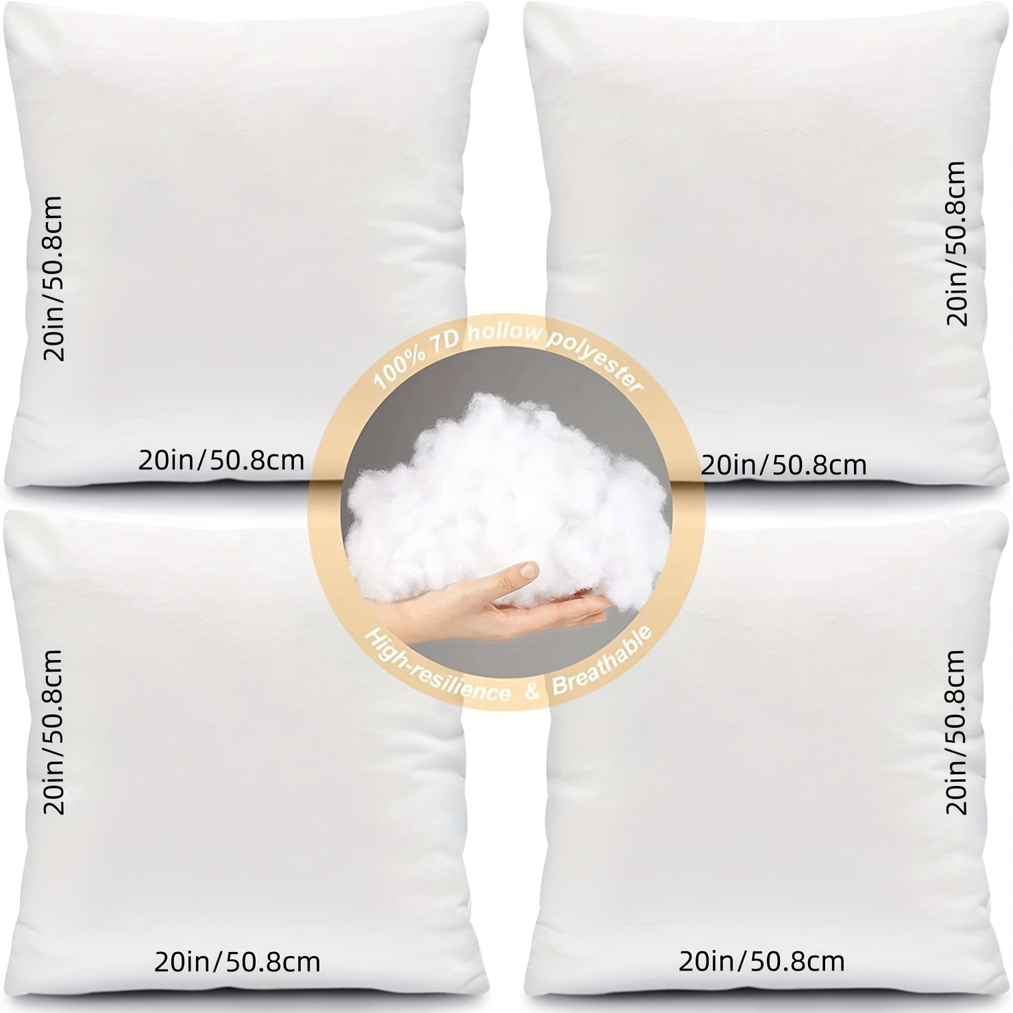 Hypoallergenic Throw Pillow Insert Stuffers (White, 18 x 18 Inches