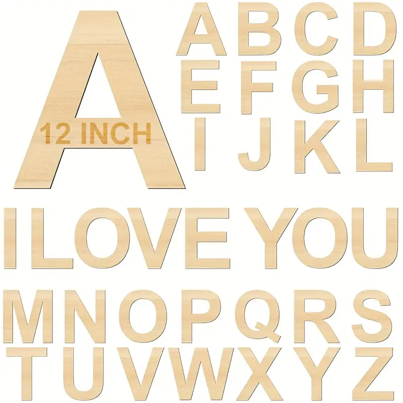 White Wood Letters 3 Inch, Wood Letters for DIY, Party Projects (U)