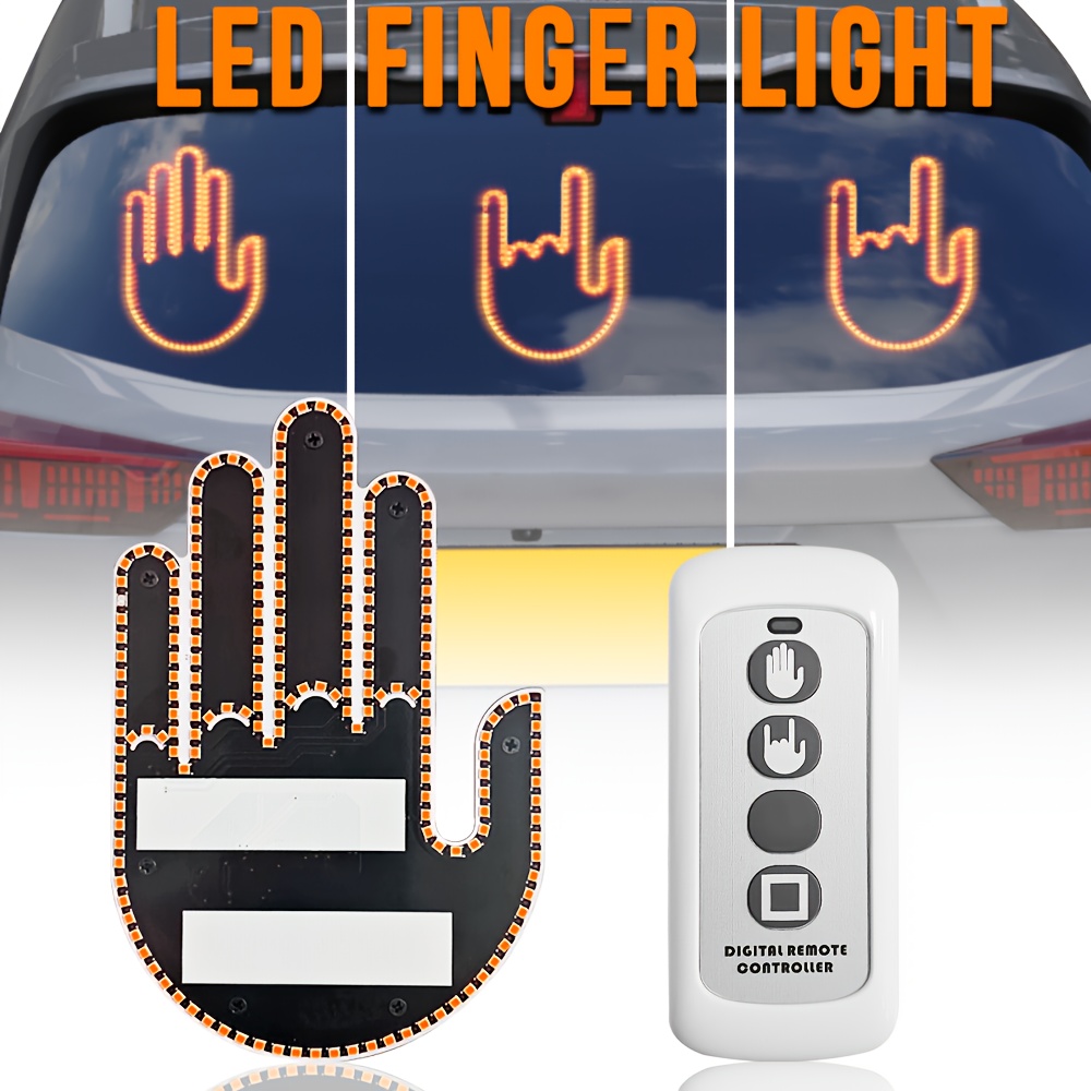 Car Finger Light Creative Road Rage Signs Remote Middle Finger