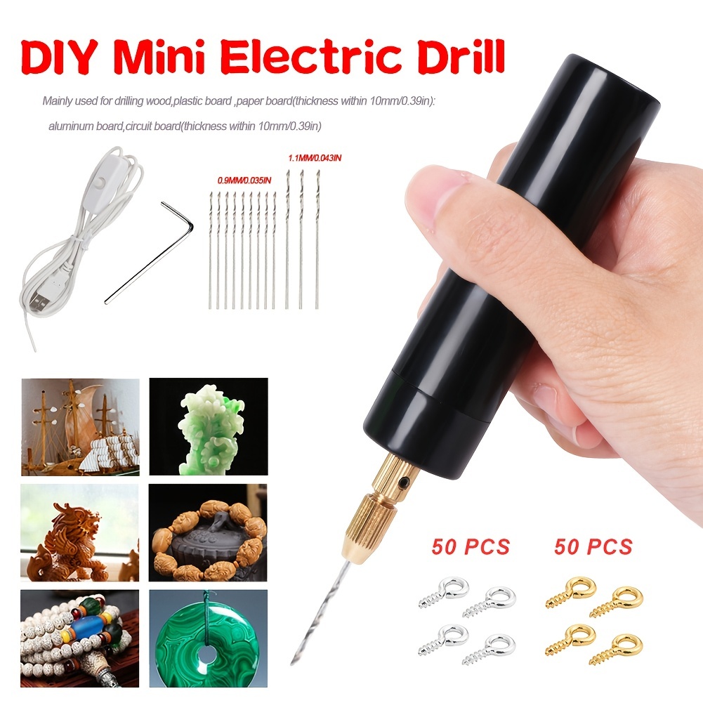 1 Set, Mini Electric Drill Handheld USB Drill Rotary Tools For Metal Wood  Jewelry, DIY Wood Crafts Drilling Tools With Drill Bits