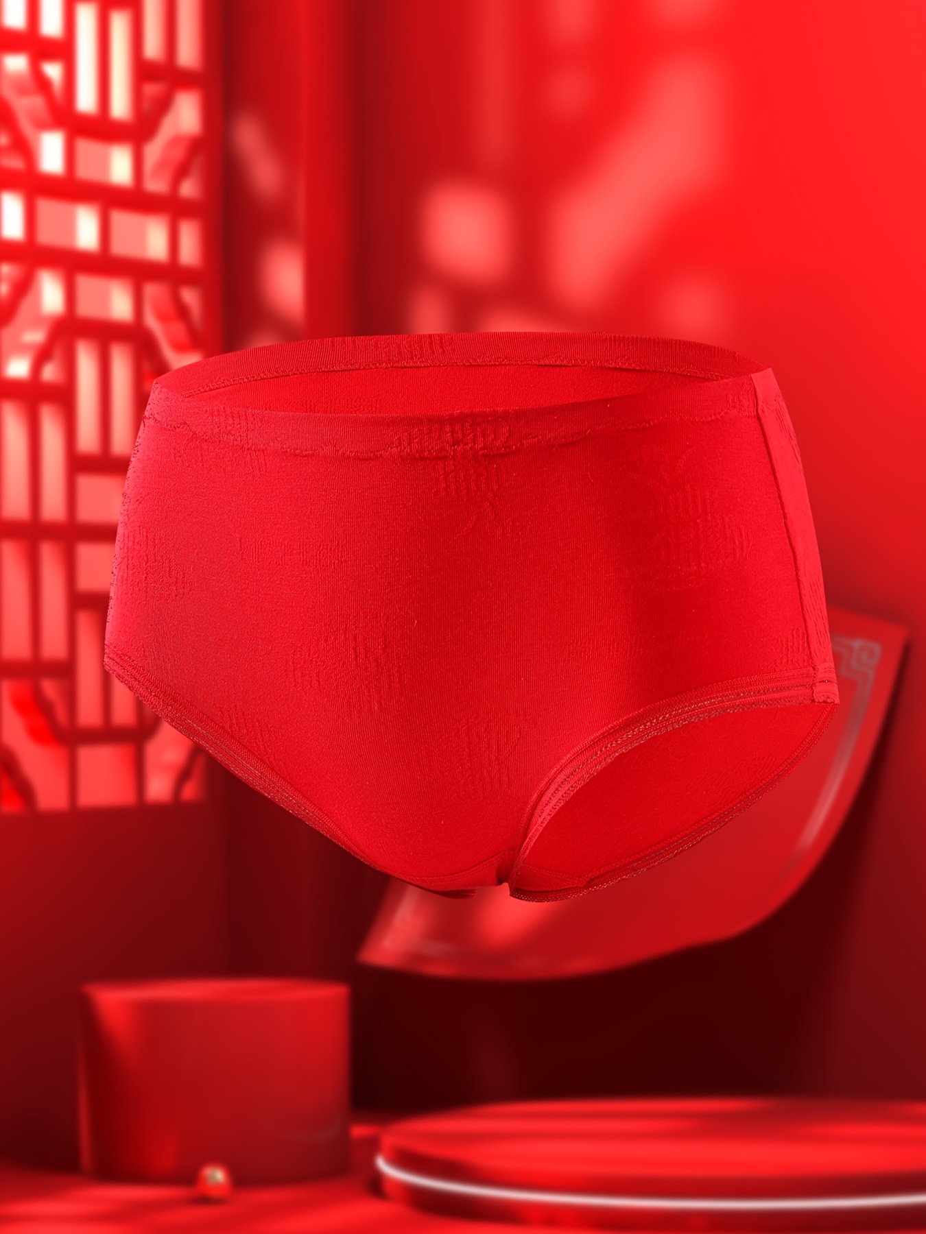 Women's Red High Waist Bikini Panties Underwear