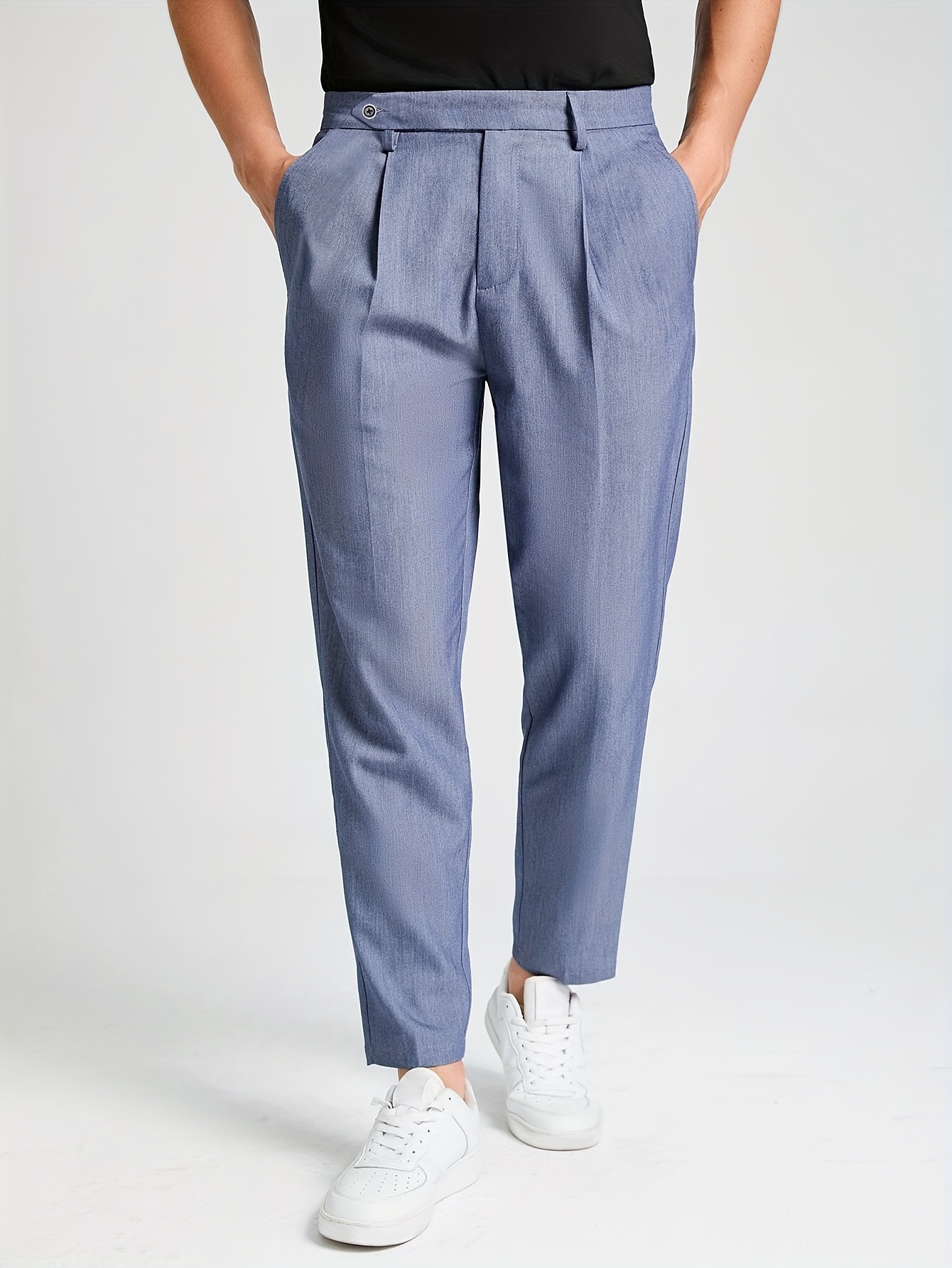 Chic Elegant Slacks Men's Formal Solid Color Dress Pants - Temu