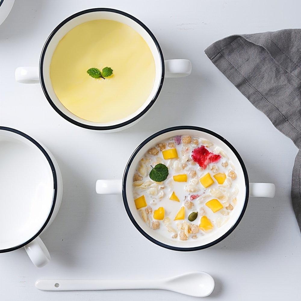 Set di 4 ciotole di zuppa o cereali in ceramica smaltata brillantemente,  ciotole di ceramica fatte a mano su ordinazione -  Italia