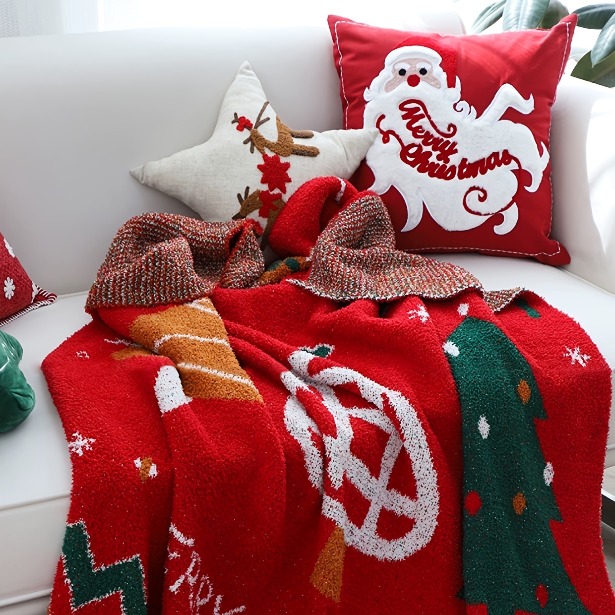 Red and white christmas blanket hot sale