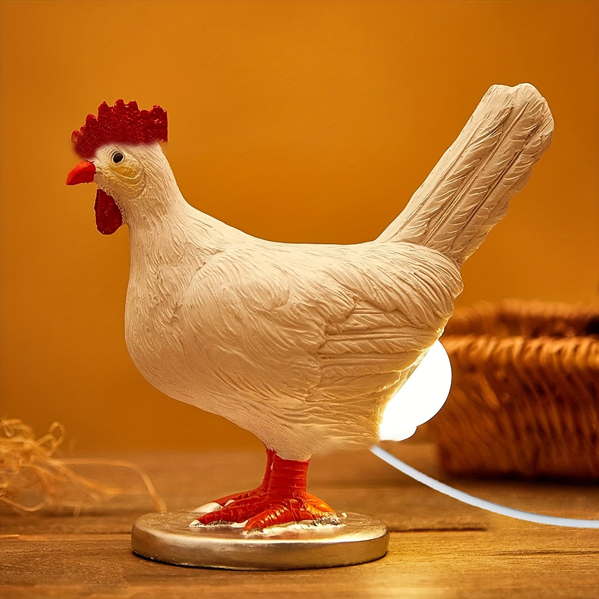 

1 Piece Usb-powered Resin Chicken Egg Lamp, Bedroom Bedside Atmosphere Light Led Sleeping Light, Gift For Boys And Girls