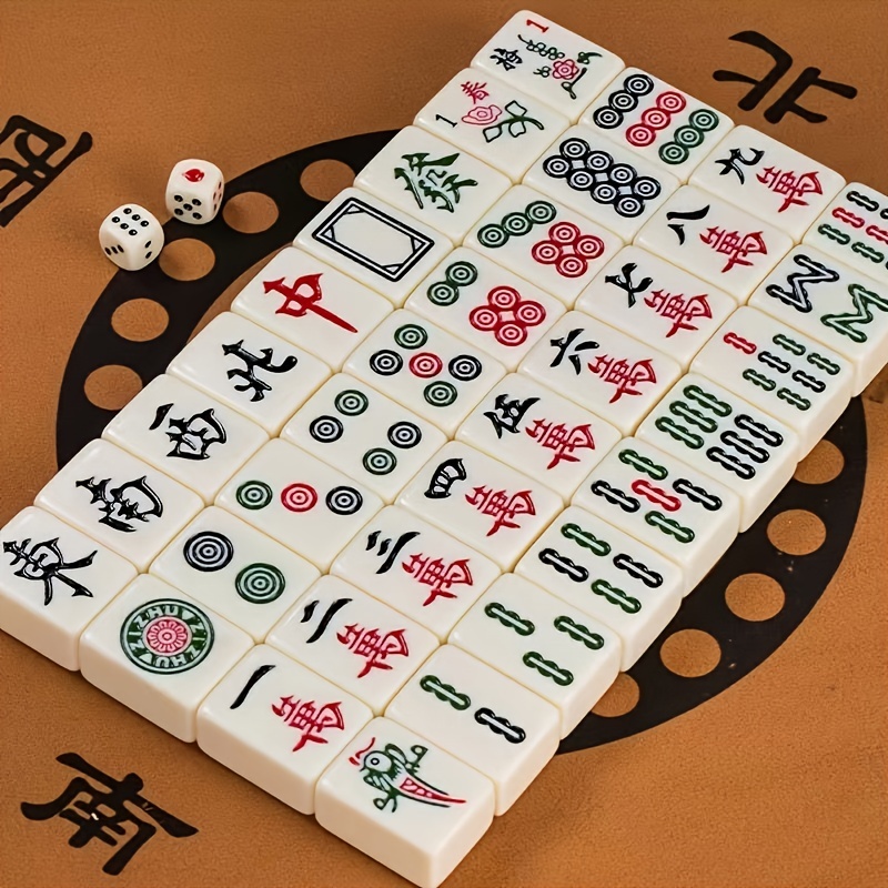 144 Pcs Home Party Table Mahjong Game - Ivory Color Mini