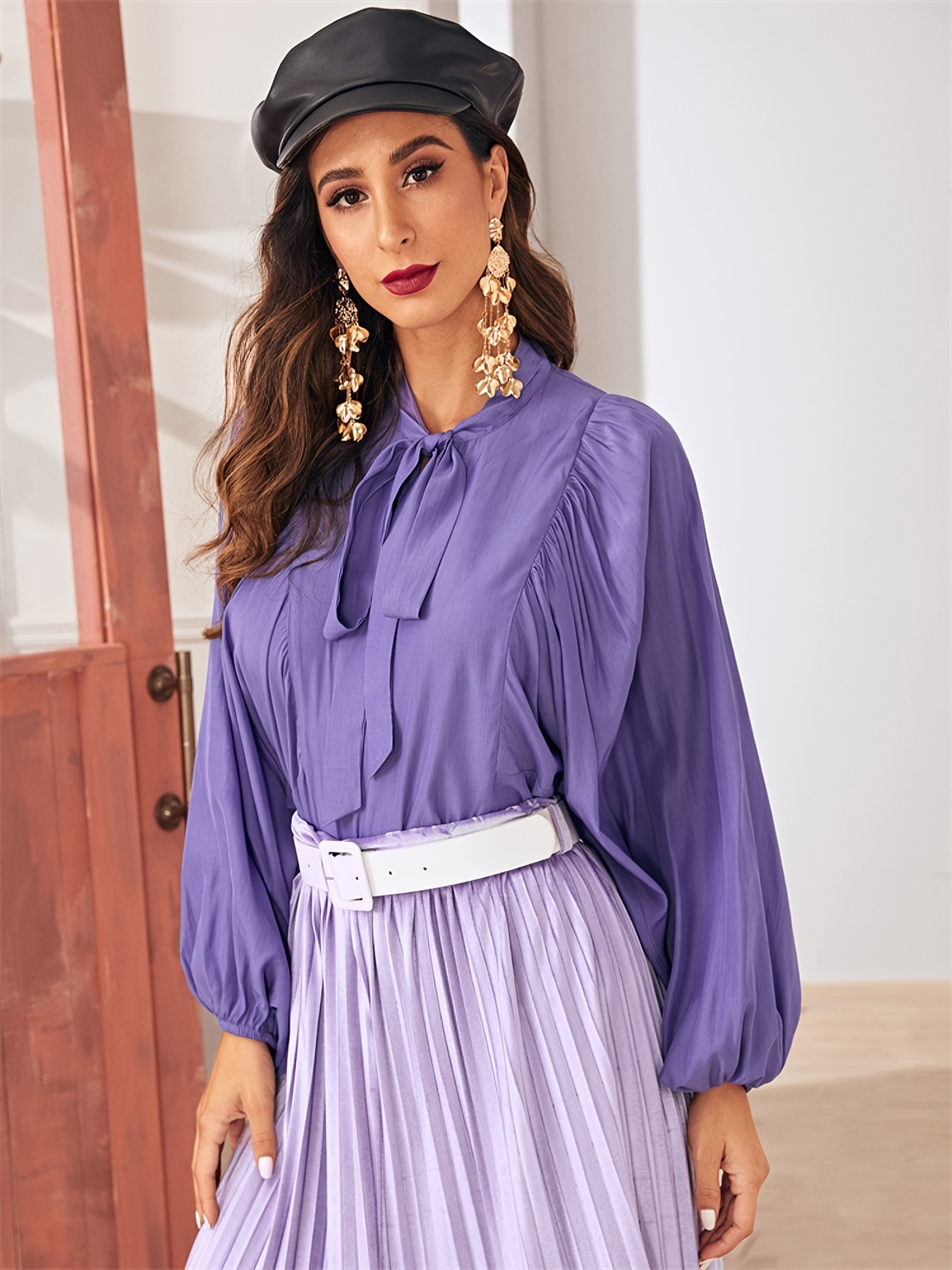 Purple Blouses Women - Temu