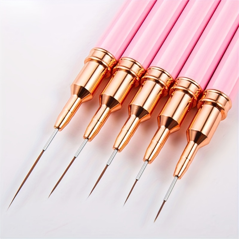 Nail Art Brushes, 5PCS Double-Ended Nail Art Liner Brushes Striping Liner  Brush Nail Design Brushes for Long Lines,Tiny Details,Fine Drawing Nail  Brushes for Nail Art,Sizes 5/7/9/10/11/15/20/22/25/30 Light pink