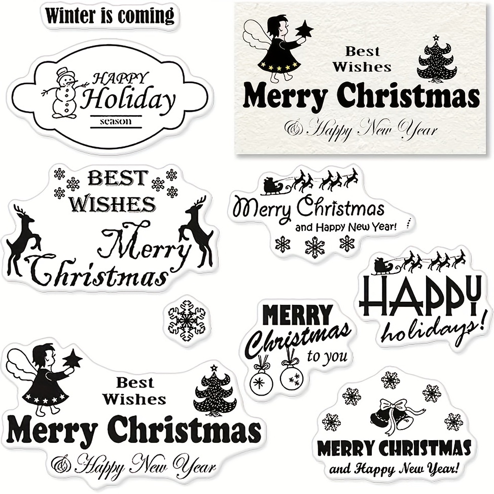 Merry Christmas Blessing Words Clear Stamps For Card Making - Temu