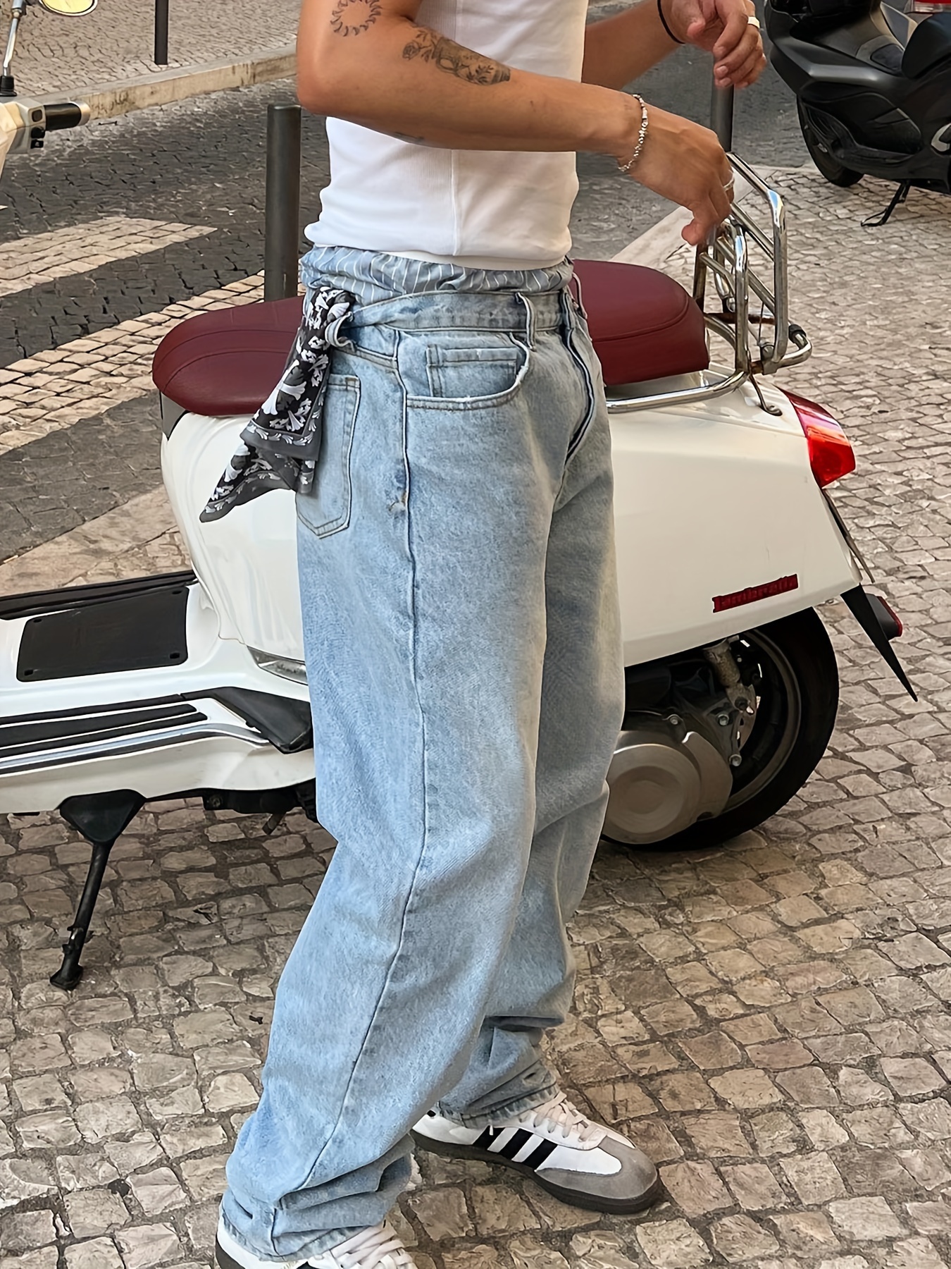 Men's Loose Fit Baggy Jeans Casual Street Style Comfy Denim - Temu Denmark