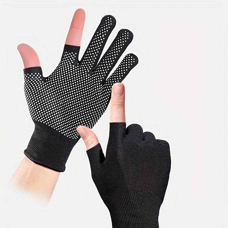 1pair Anti Slip Breathable Sweat Absorbing Two Finger Gloves For