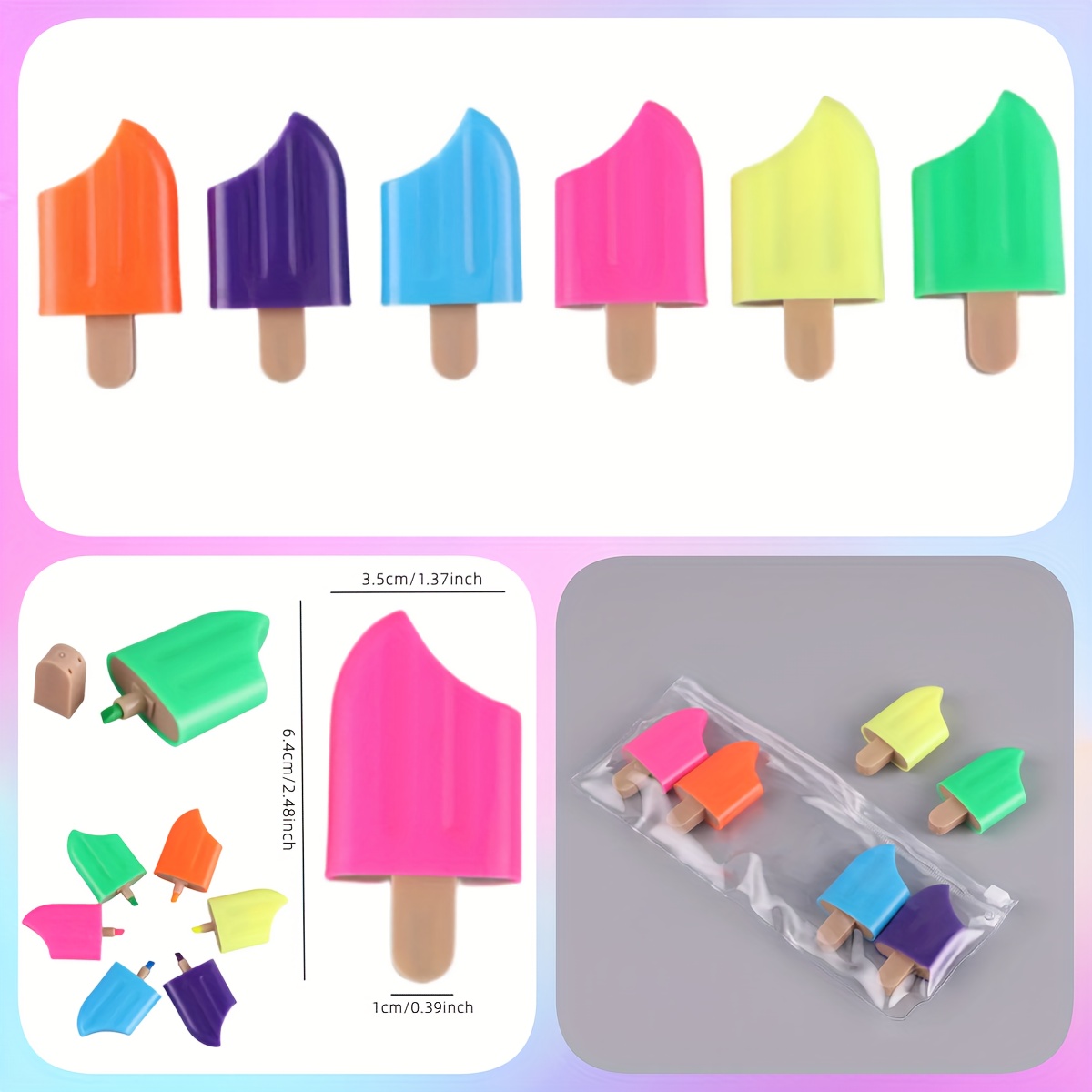 24 Pieces Mini Highlighter Candy Pastel Highlighter for Kid Student 6  Colors Cute Chisel Tip Marker Pen Highlighter for Candy Party Birthday  Drawing