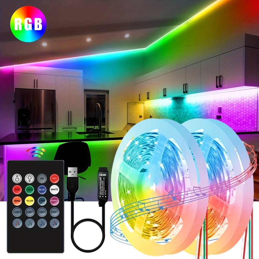 Lampe LED ruban Lumière LED 5M avec musique Lumière LED avec 5050 RGB  multicolore 300 LED lumière multicolore flexible avec télécommande 40  boutons, lumière LED avec décoration pour chambre à coucher