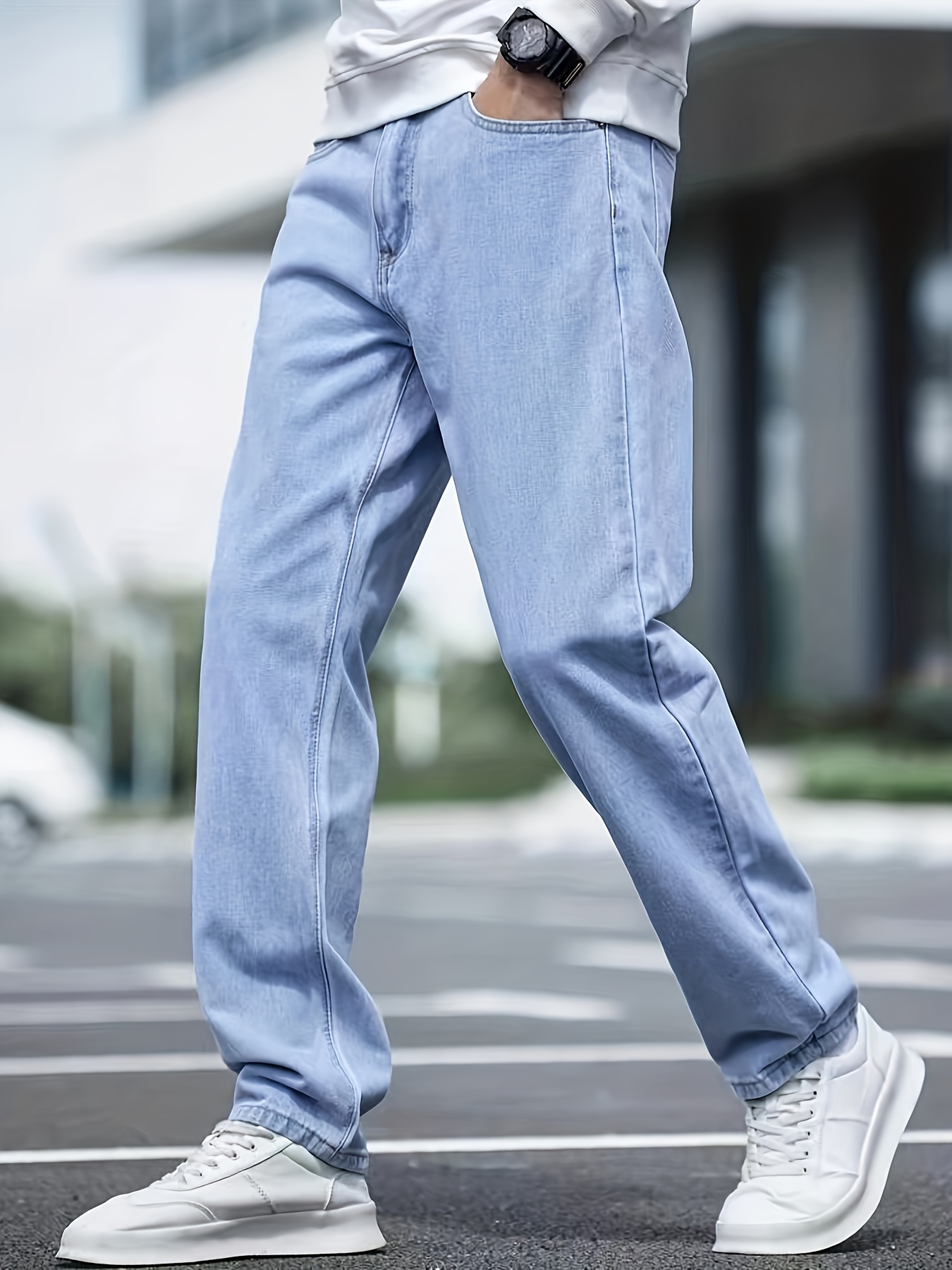 Pantalones Vaqueros Rasgados Para Mujer Jeans Azul Moda Con Estampado De  Letras