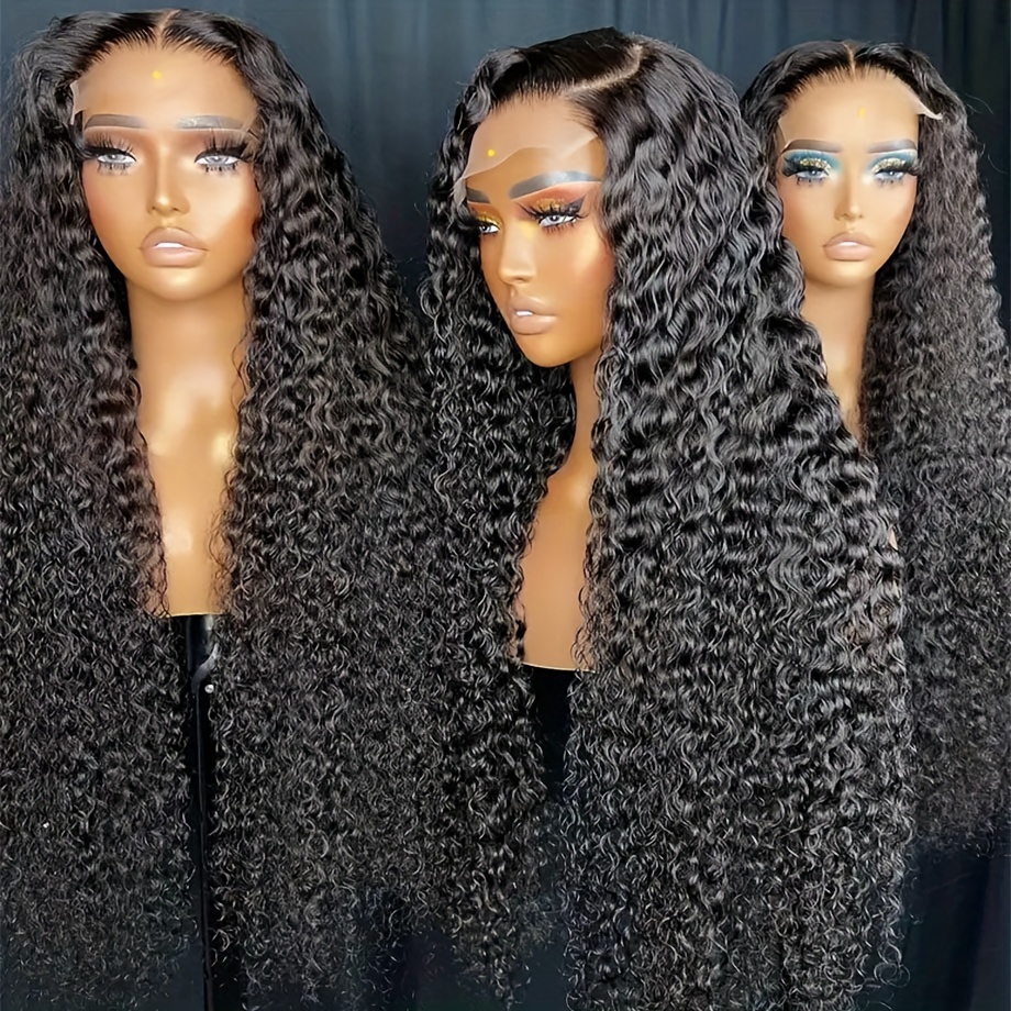 250% Density Curly Lace Front Human Hair Wig Deep Wave 13x6 - Temu