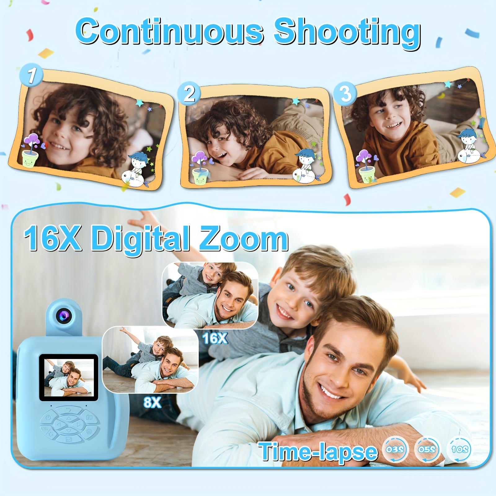 Cámara Instantánea Niños Cámara Impresión Digital Hd 1080p - Temu