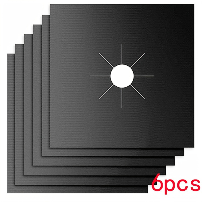 

6pcs Gas Stove Protection Mat (10.6"x10.6"), Reusable, High Temperature Stability, Safe And Non-toxic, Oil-proof, Non-stick, Easy To Clean, Kitchen Accessorie