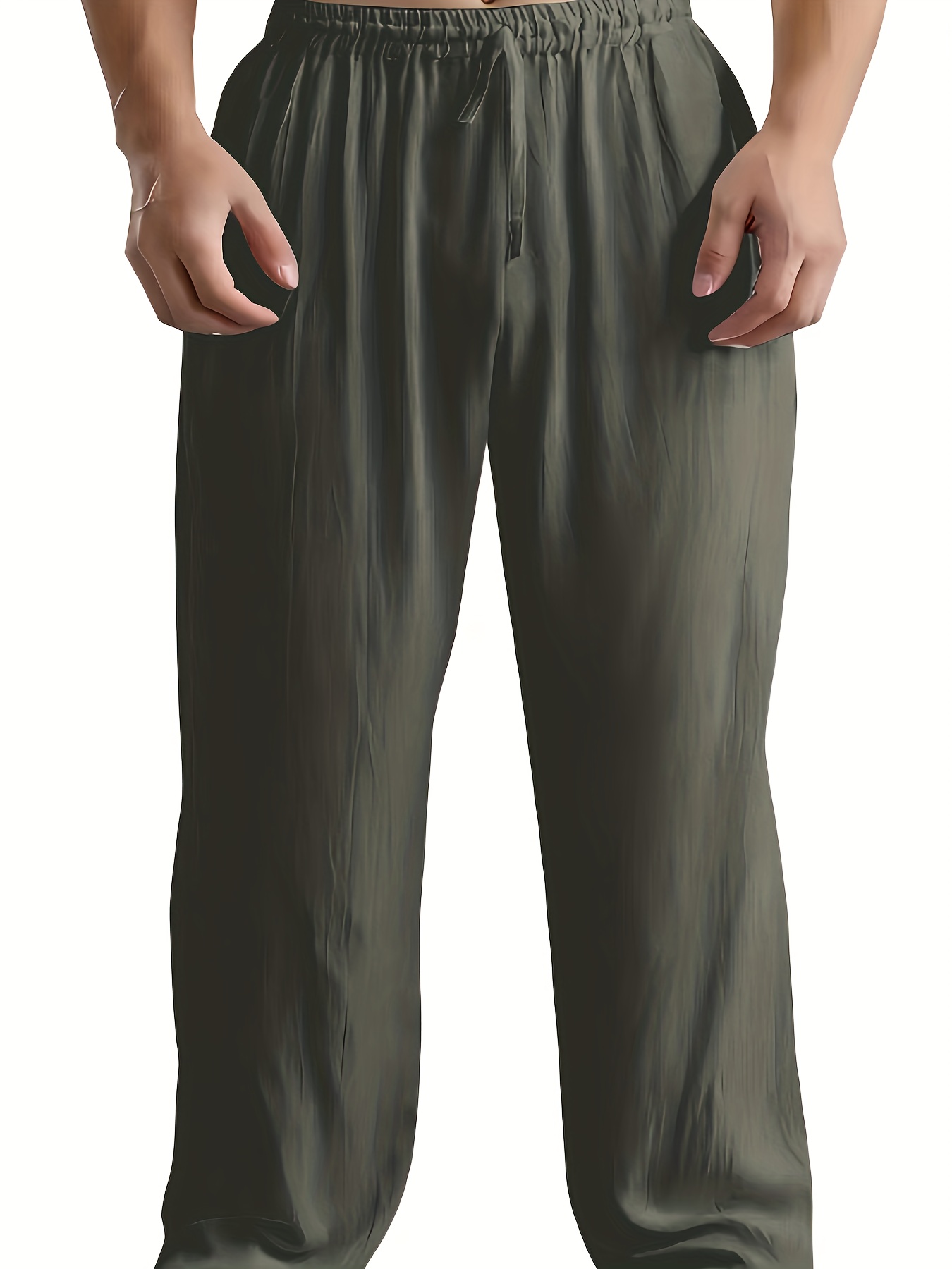 Summer Pants for Men Beach Linen Pants Comfy Trousers Elastic Waist Casual  Drawstring Wide Leg Lounge Sweatpants
