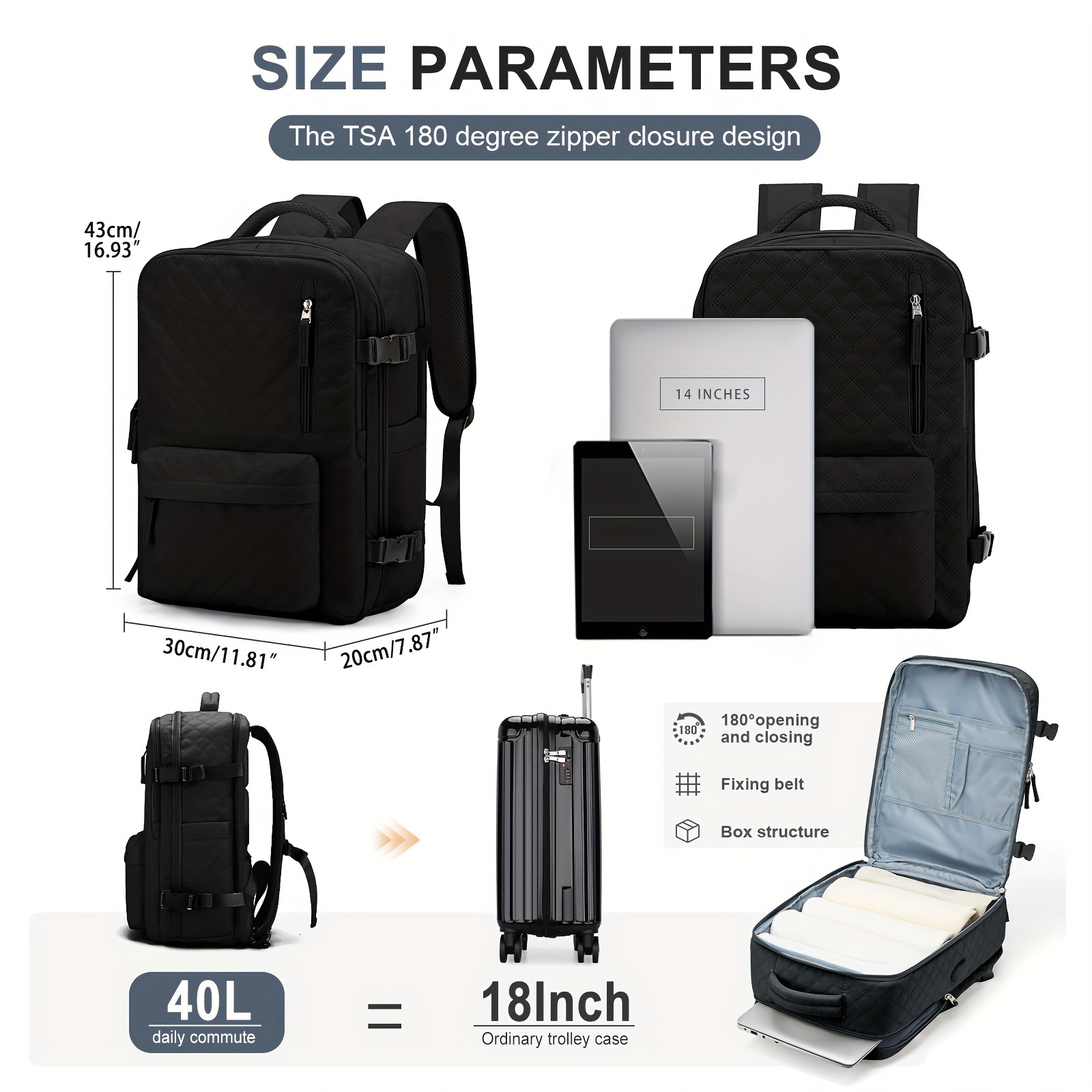 Large Capacity Travel Backpack, Functional Heavy Duty Laptop Bag