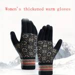 Vintage Jacquard Knit Gloves Short Thick Warm Touchscreen Gloves Autumn Winter Outdoor Coldproof Elastic Gloves