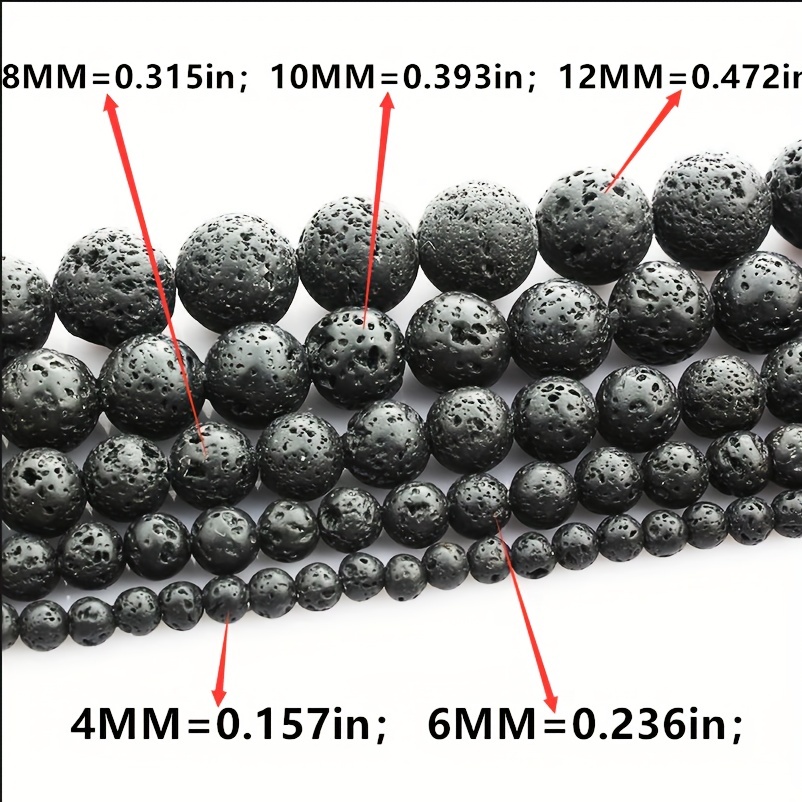 4mm-16mm Natural Black Lava Stone Beads Round Rock Bead Loose