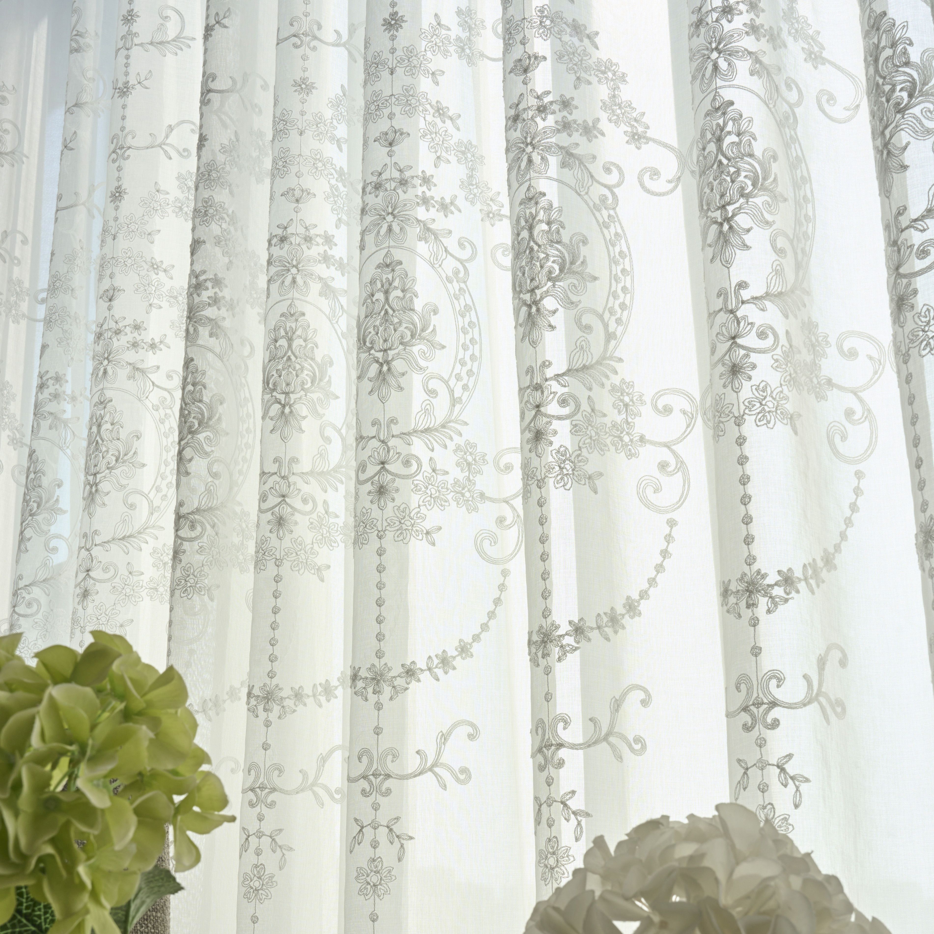 2pcs set european embroidered sheer curtains   rod pocket window treatments for living room bedroom decor details 7