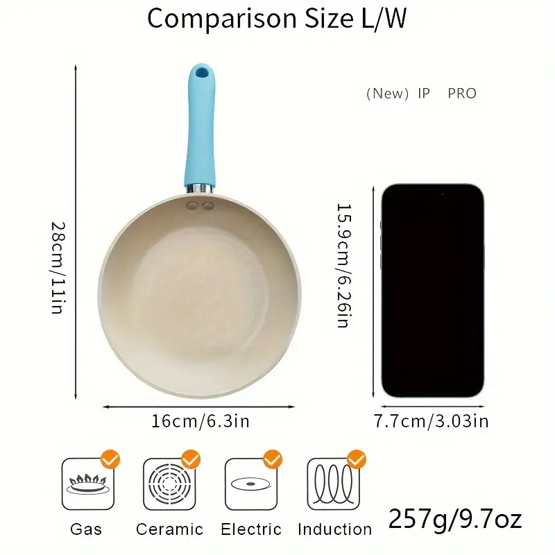 1pc (diameter 14cm/16cm/18cm) Portable Outdoor Frying Pan, Non