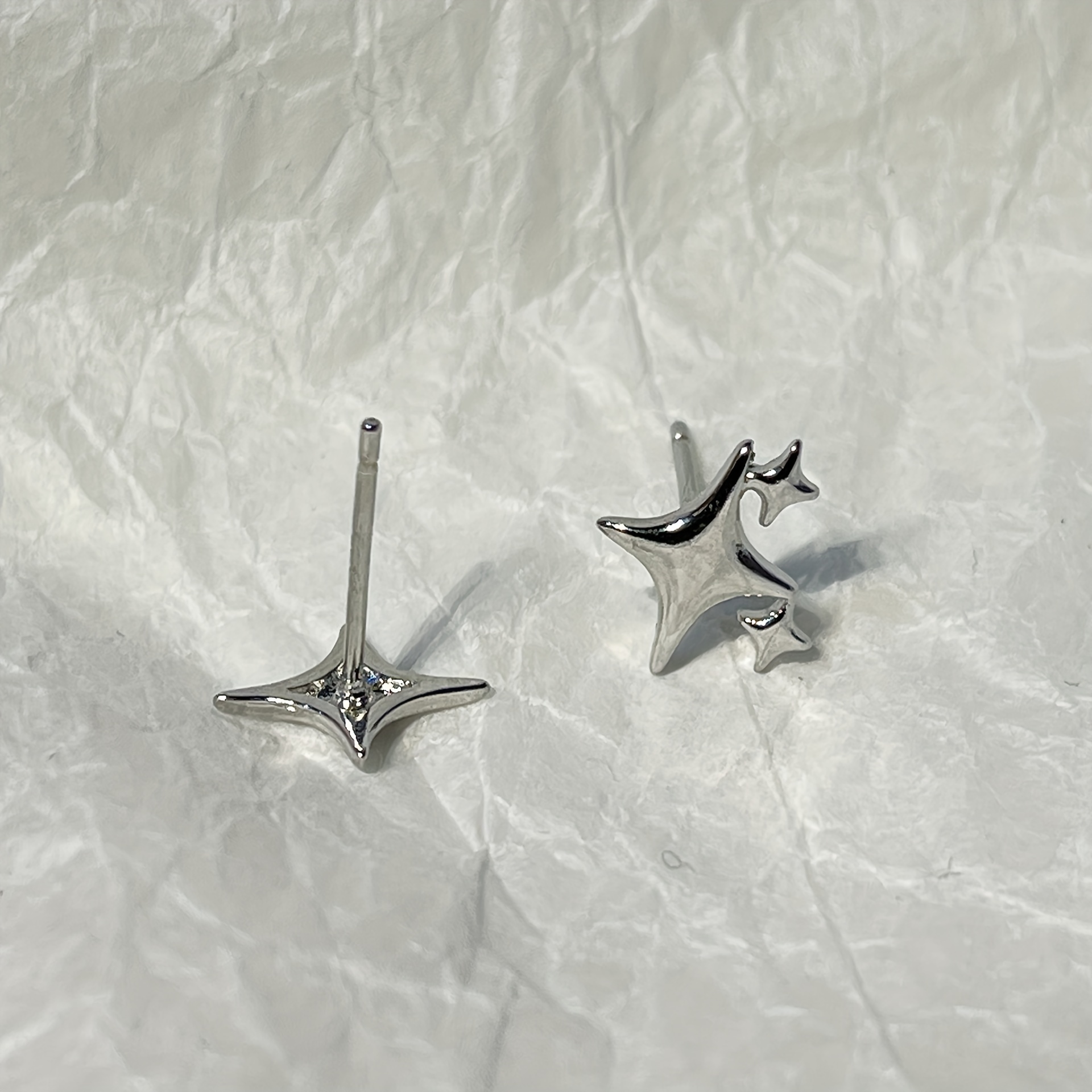 Men's Four Pointed Star Stud Earrings
