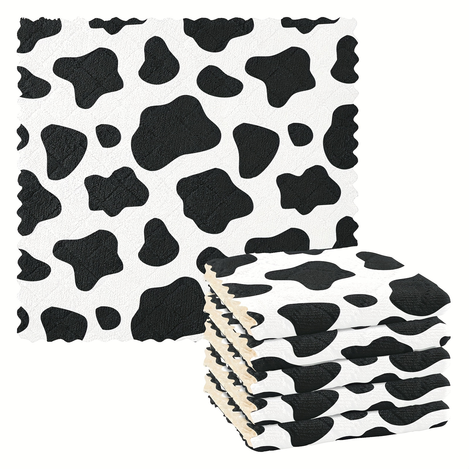 Kitchen Cleaning Towels, Black And White Leopard Print Scenery Kitchen Cleaning  Towels, Strong Water Absorption, Easy To Clean, Used For Kitchen Utensil  Cleaning And Countertop Wiping, Ultra-fine Fiber Cleaning Cloth, Scouring  Pad 