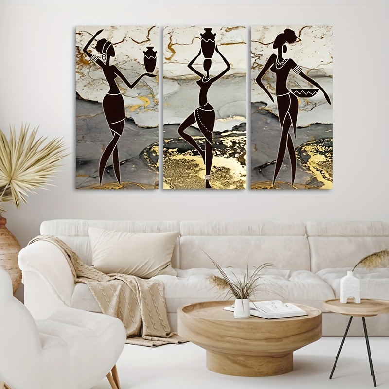 Golden And Black African Girl Canvas Painting, Ethnic Posters And Prints,  Beauty Woman Wall Art, Modern Posters For Living Room Decoration, Home Decor,  No Frame Temu Australia