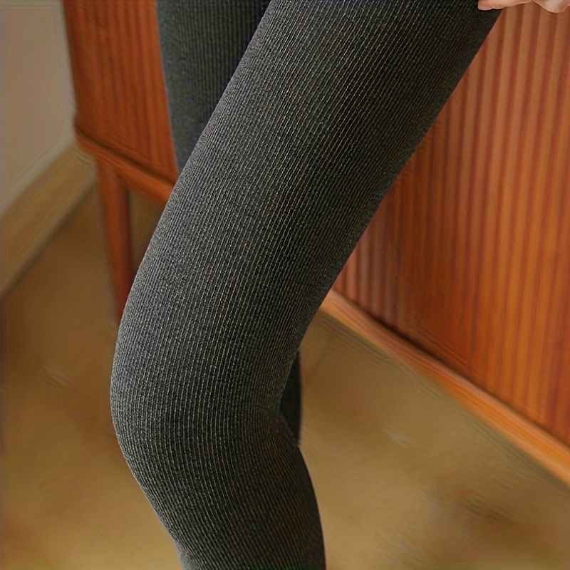 Solid Thermal Lined Leggings, Winter Warm Tights Elastic Pants, Women's  Stockings & Hosiery