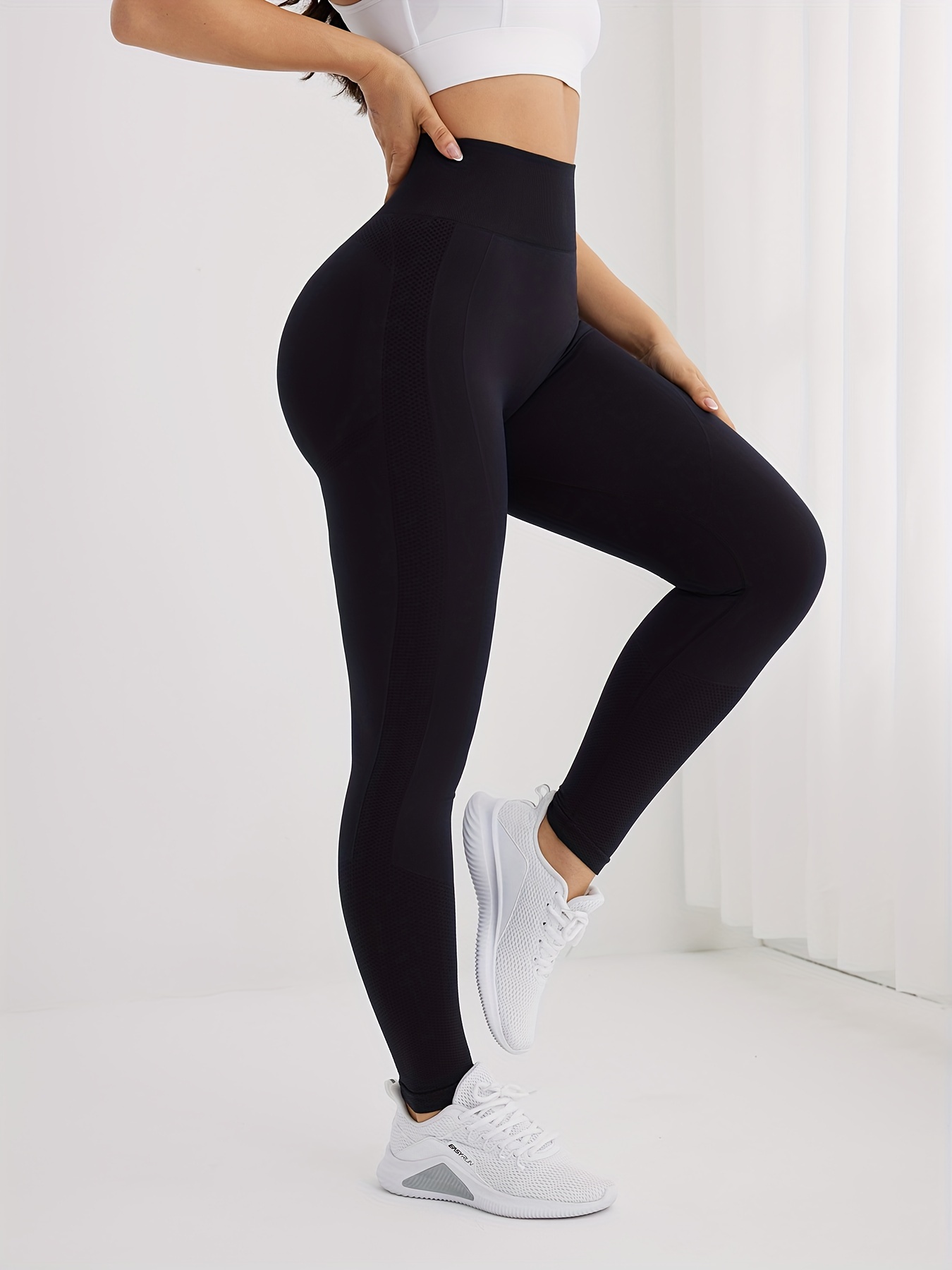 Women's wrinkled butt lifted high waist yoga pants leggings