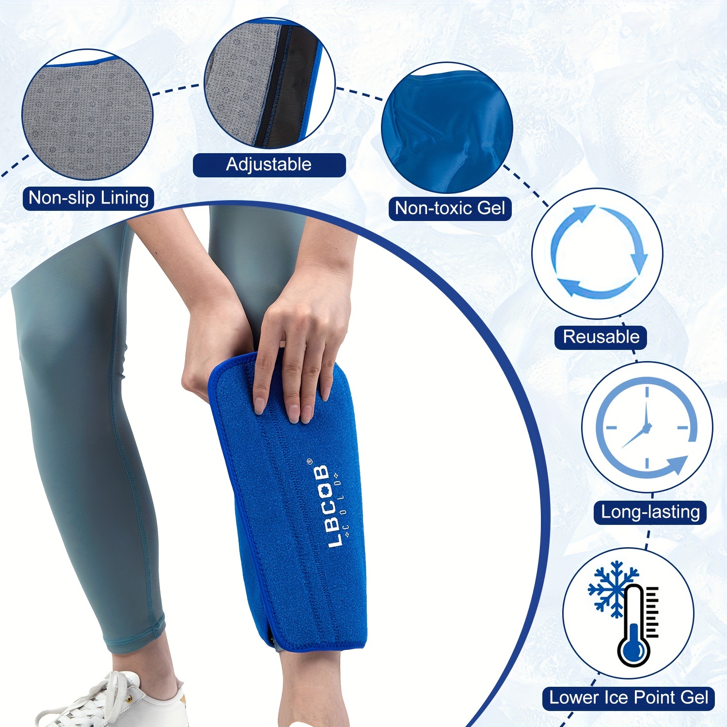  Paquete grande de gel de rodilla para lesiones, bolsa de hielo  reutilizable para cirugía de rodilla, lesiones deportivas, dolores  musculares, envoltura de rodilla de hielo con compresión fría para : Salud