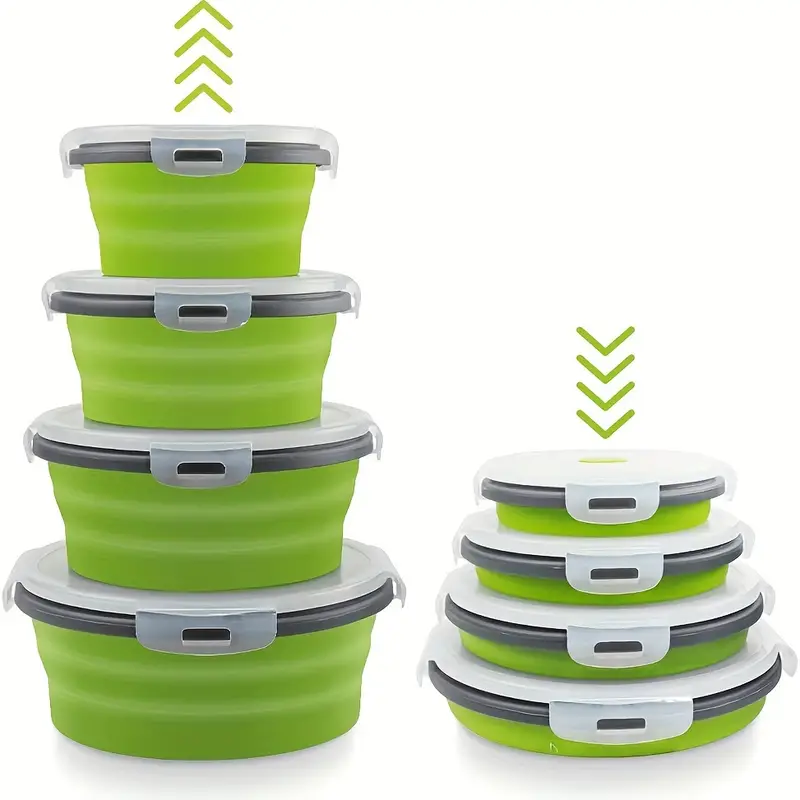 Reusable Collapsible Bowls With Lids - Silicone Meal Prep Containers For  Food Storage, Camping, And Rv Kitchen Organization - Freezer Safe And Green  - Temu