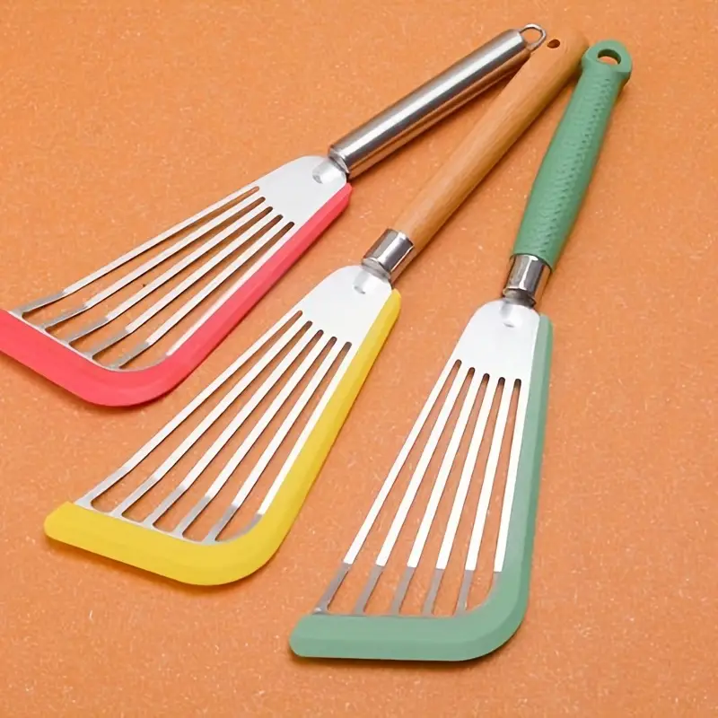 Fish Spatula Stainless Steel Silicone Slotted Turner Kitchen