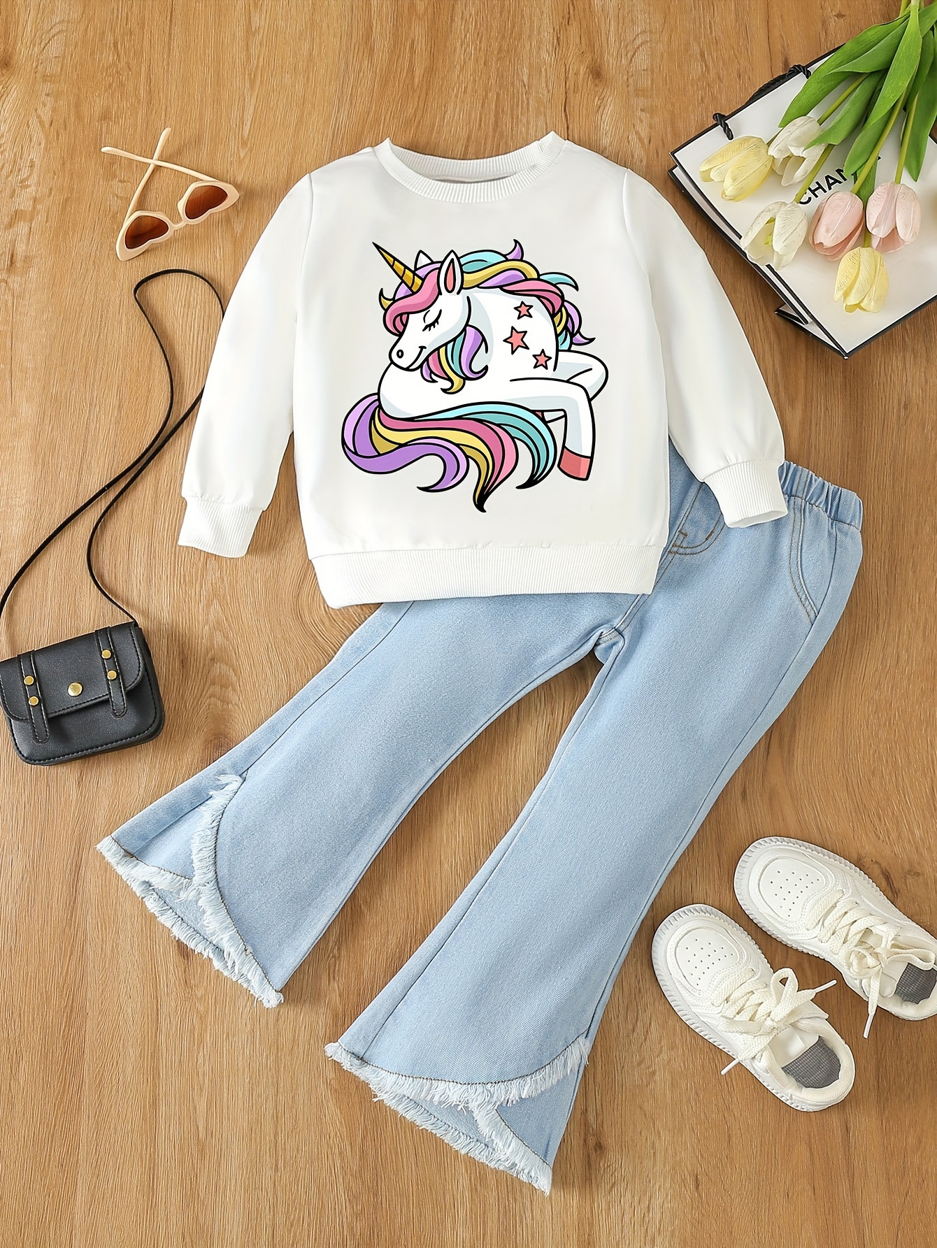 Completo Bambina Stampa Unicorno E Arcobaleno 2 Pezzi Felpa - Temu Italy