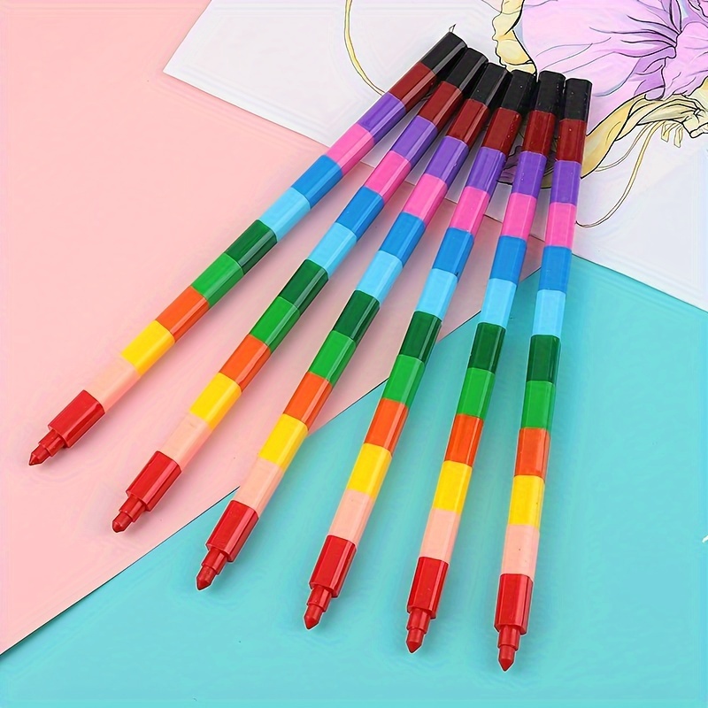 6Pcs 12colors DIY Replaceable Crayons Oil Pastel Creative Colored Pencil  Graffiti Pen For Kids Painting Drawing Cute Stationery
