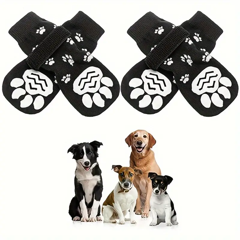4pcs Anti Slip Dog Socks, Dog Grip Socks With Straps Traction Control For  Indoor On Hardwood Floor Wear, Pet Paw Protector For Small Medium Large Dogs