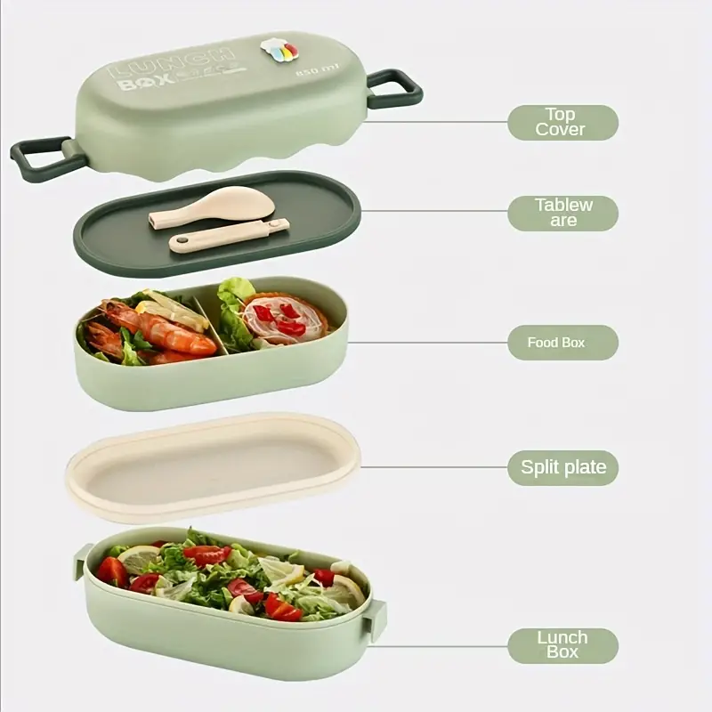 New Bento Box for Adult/kids/toddler 2 Layers Stackable Lunch Box