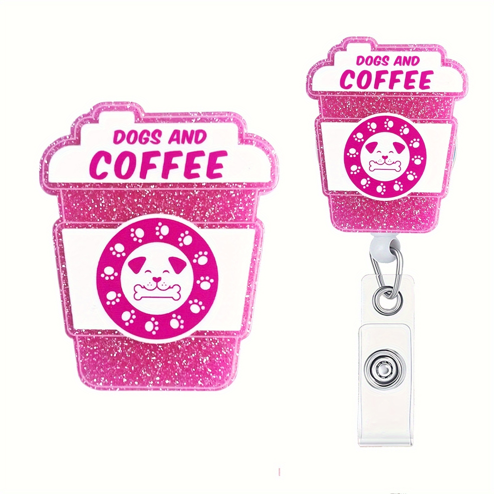 Cat Coffee Retractable Badge Reel Name Badge Holder Id Clip - Temu