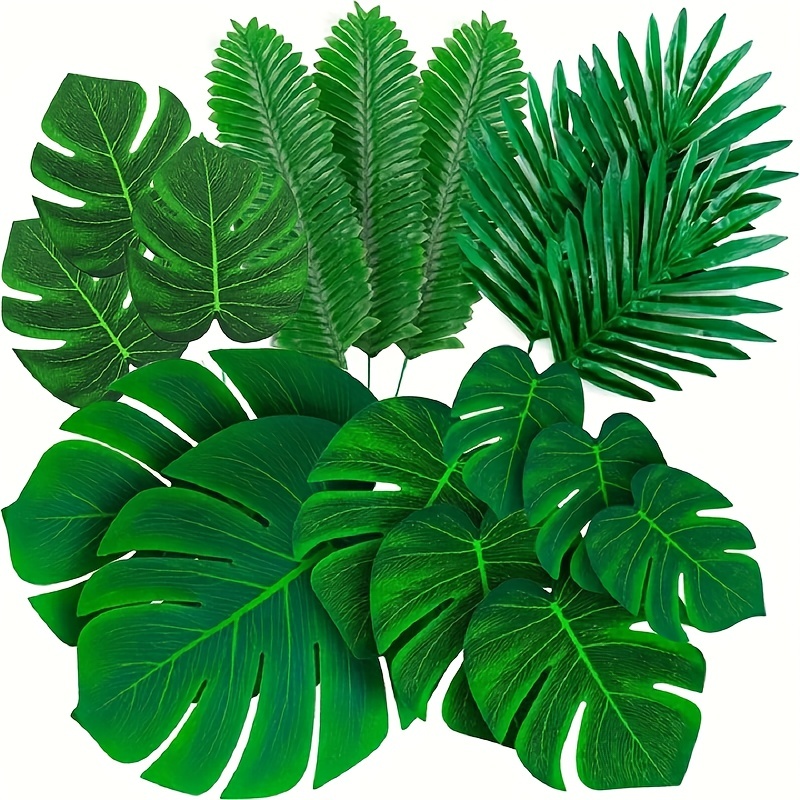 Mixed Green Palm Leaves Artificial Tropical Monstera - Temu Canada