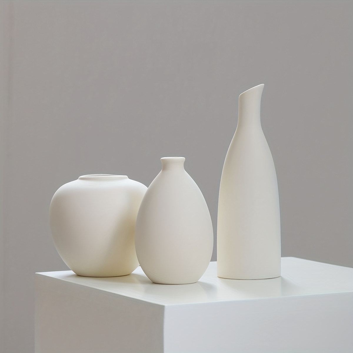 3 jarrones blancos para decoración, pequeños jarrones blancos de cerámica  para decoración del hogar
